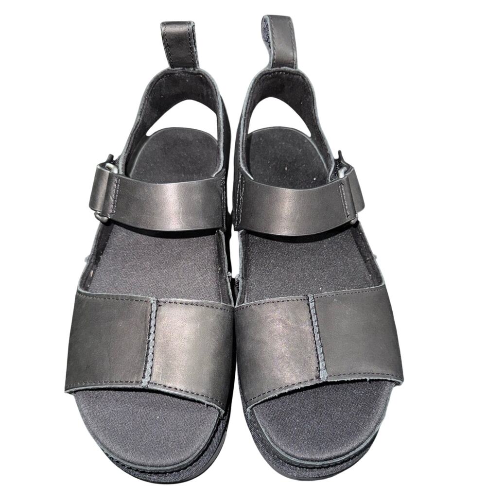 NEW UGG® BLACK PLATFORM VELCRO LEATHER GOLDENSTAR HI SANDALS SZ 9 - Picture 5 of 11